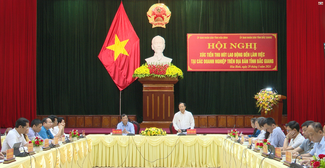 Ủy ban nhân dân tỉnh Bắc Giang làm việc với tỉnh Hòa Bình về xúc tiến thu hút lao động đến các doanh nghiệp trên địa bàn tỉnh Bắc Giang