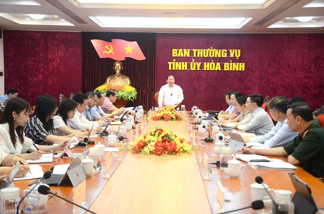 Đồng chí Nguyễn Phi Long, Ủy viên dự khuyết BCH TƯ Đảng, Bí thư Tỉnh ủy kết luận cuộc họp